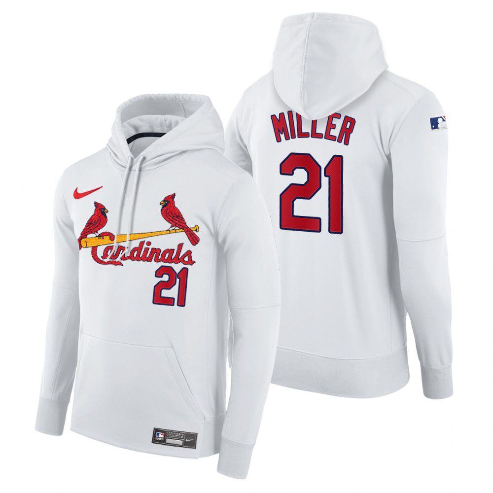 Men St.Louis Cardinals 21 Miller white home hoodie 2021 MLB Nike Jerseys